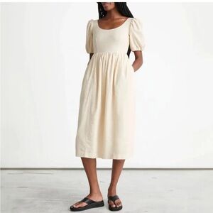 & Other Stories Cream Puff Sleeve Midi Dress